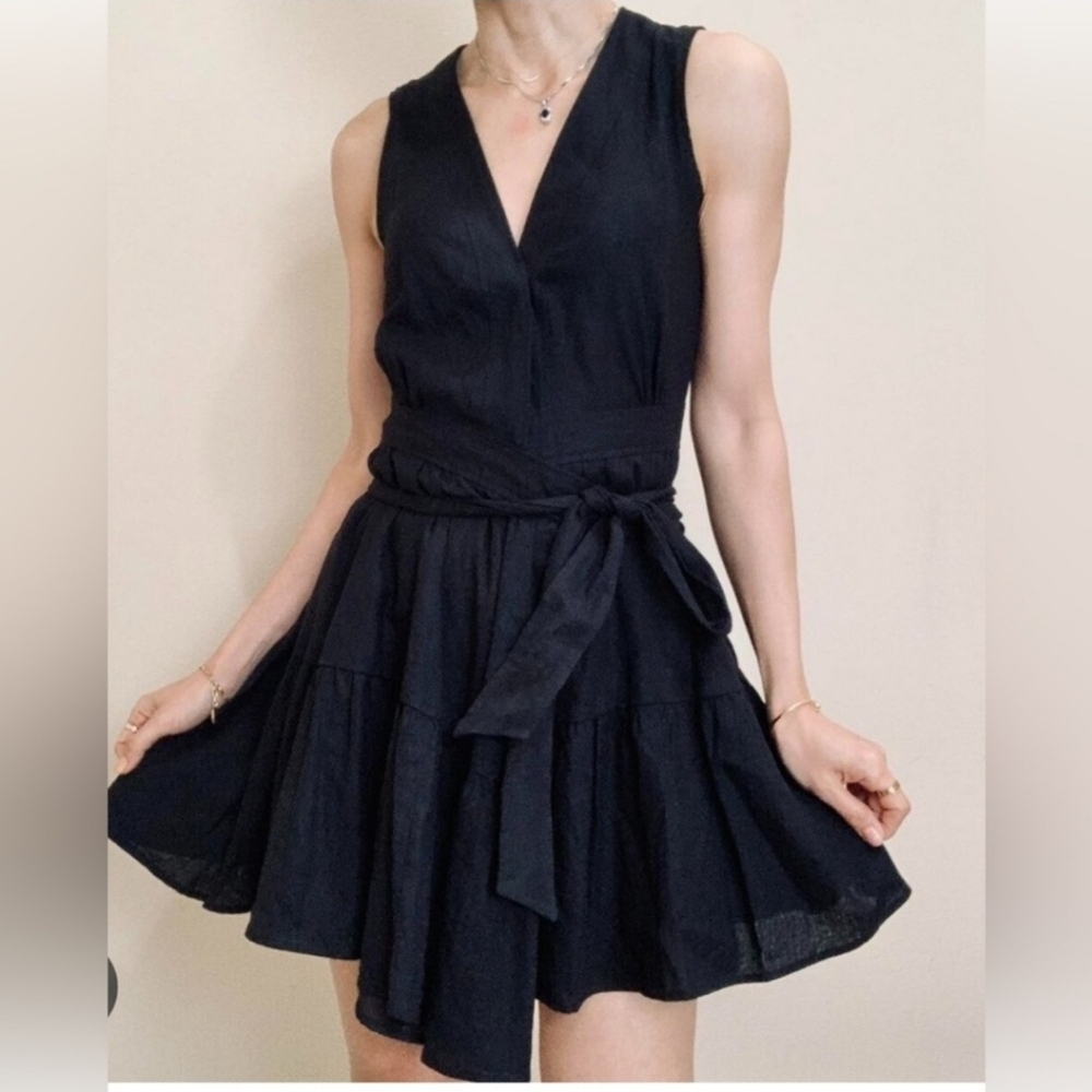 Christian Lacroix Linen Wrap Black Dress #174 Whimsigoth Feminine